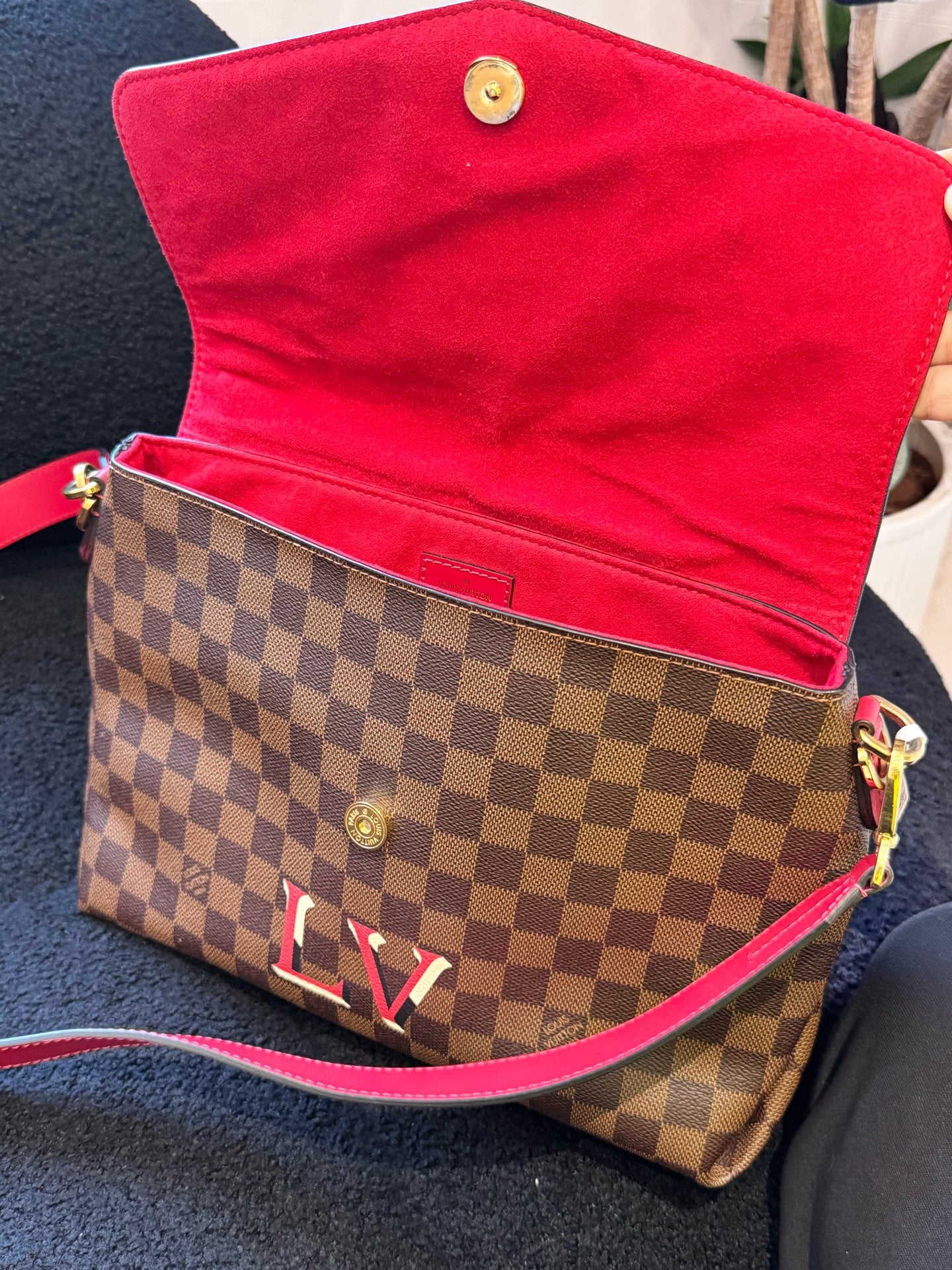 Louis Vuitton - Damier Ebene Flap Tote (Customized) - Coated canvas and leather - Brown - (medium)