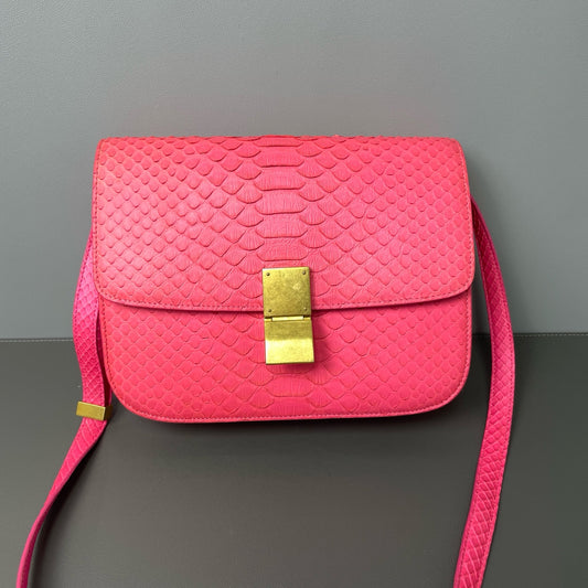 Celine - Classic Box Bag - Exotic leathers - Python - Pink - (Medium)