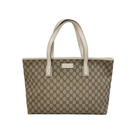 Gucci - GG Supreme Tote Bag - GG Supreme coated canvas with leather trim - Beige - (Medium)