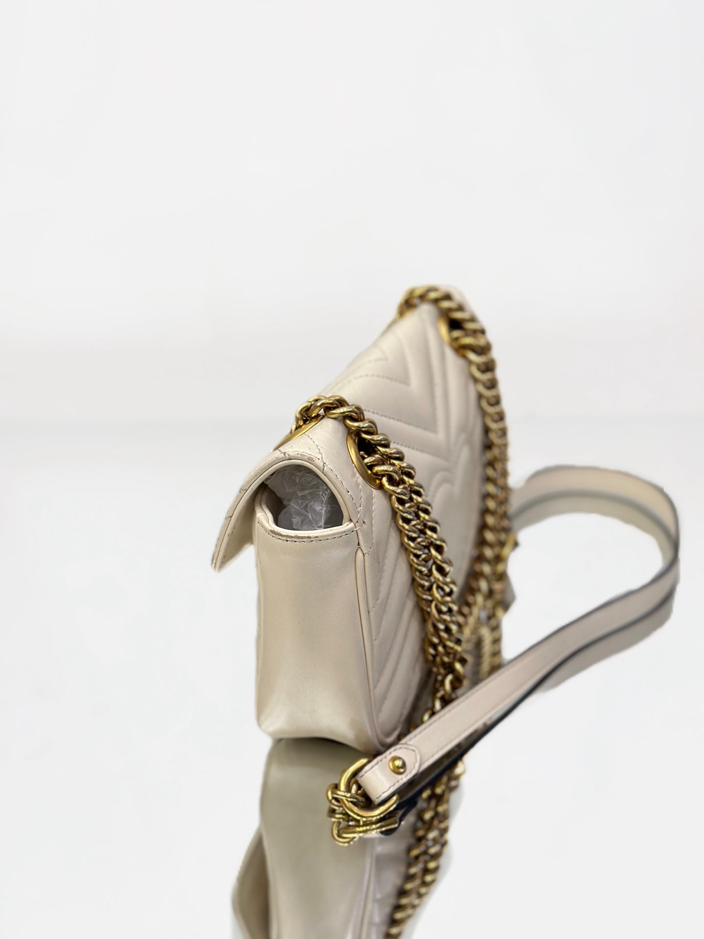 Gucci - GG Marmont Mini Flap Bag - Leather - White - (mini)