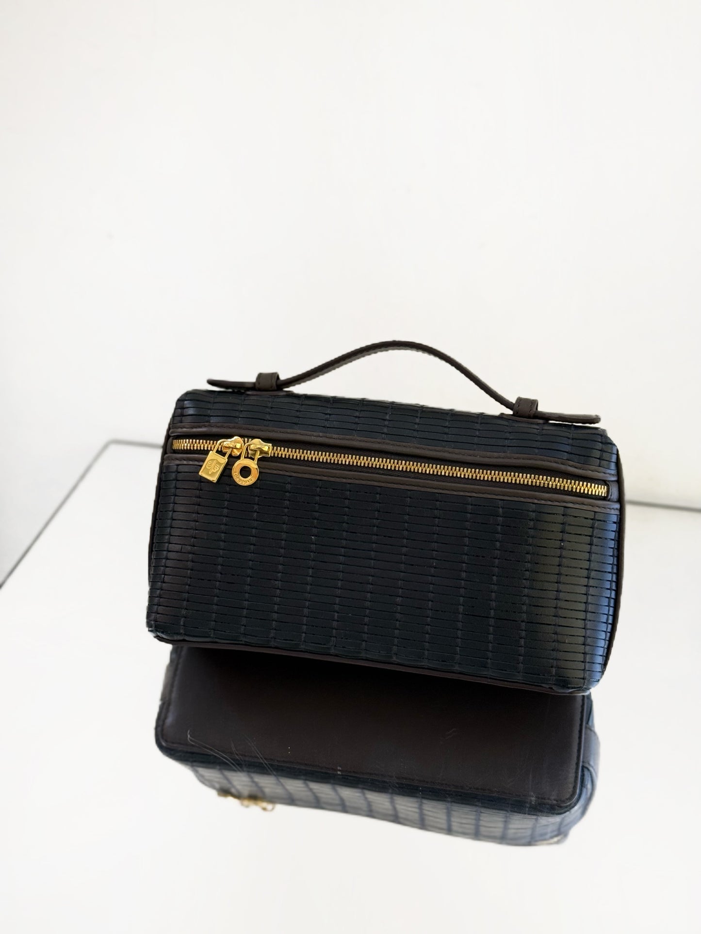 Loro Piana - L19 EXTRAPOCKET - Woven cowhide leather - Black - (mini)