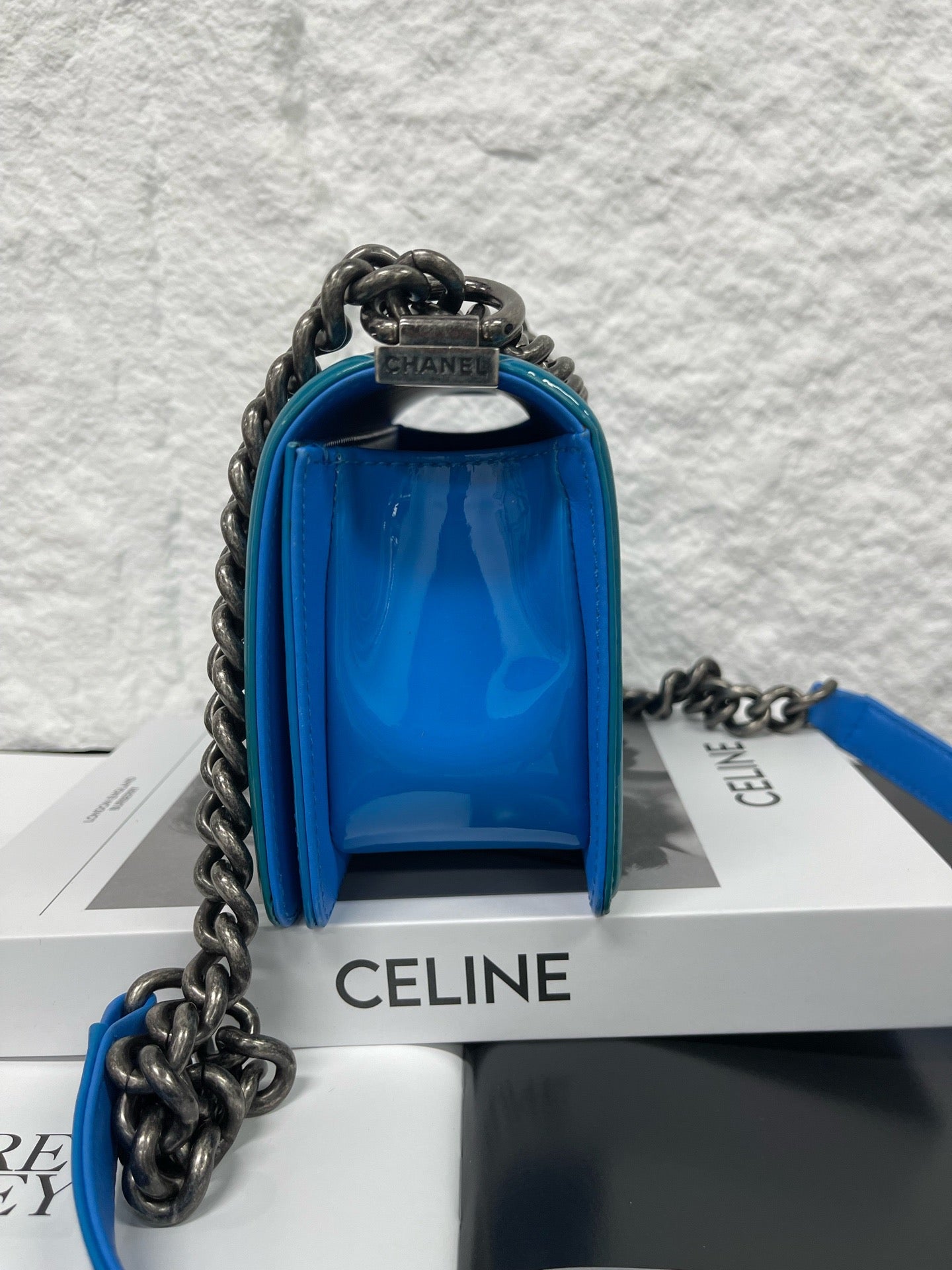 Chanel - Boy Small Flap Bag - Patent leather - Blue - (small)