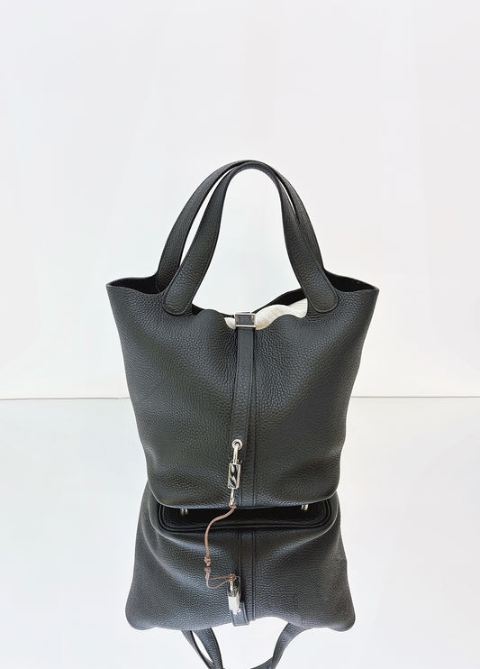 Hermès - Picotin Lock 22 - Taurillon Clemence leather - Black - (medium)