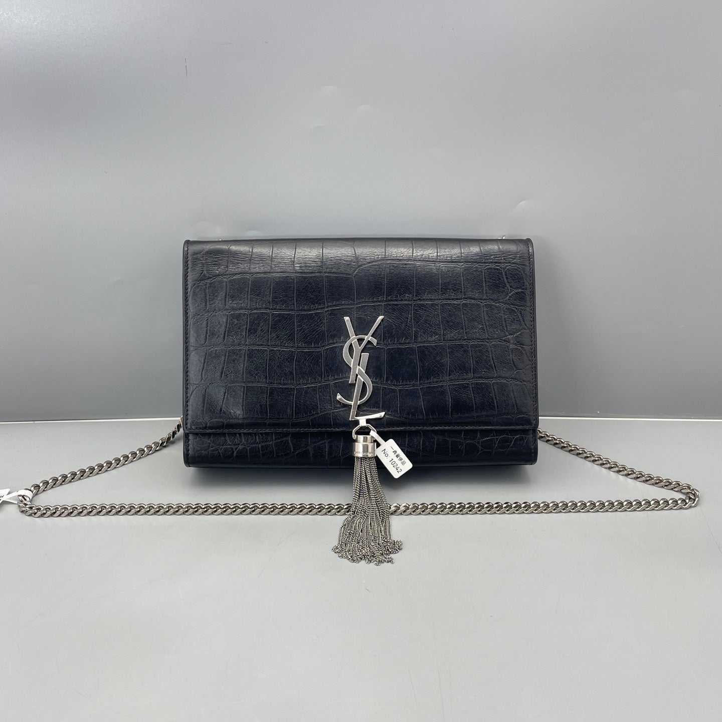 Saint Laurent - Kate Tassel Chain Bag - Crocodile-embossed leather - Black - (mini)