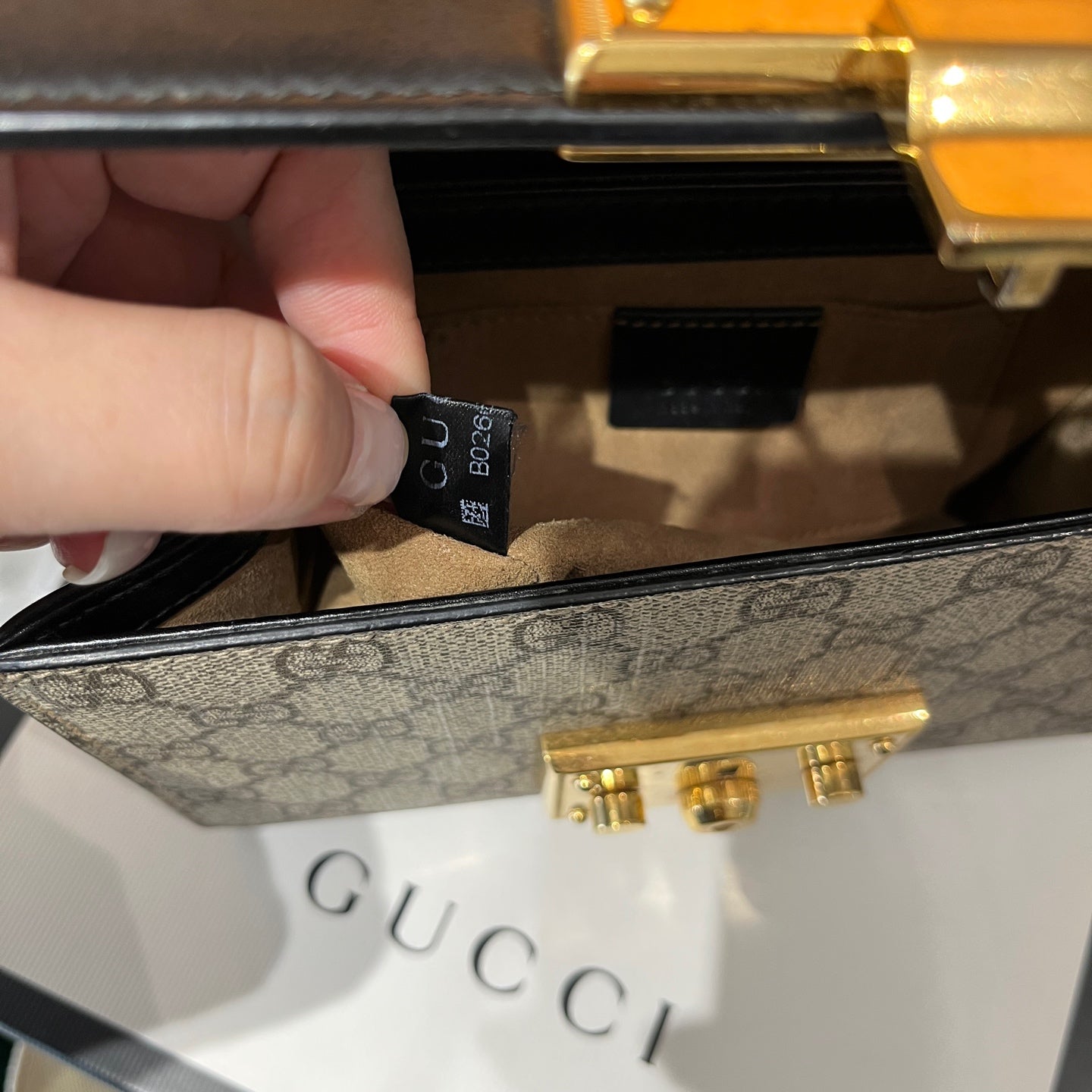 Gucci - Padlock Moonlight Treasure Box - GG Supreme canvas with leather trim - Beige and Brown with Black flap - (mini)