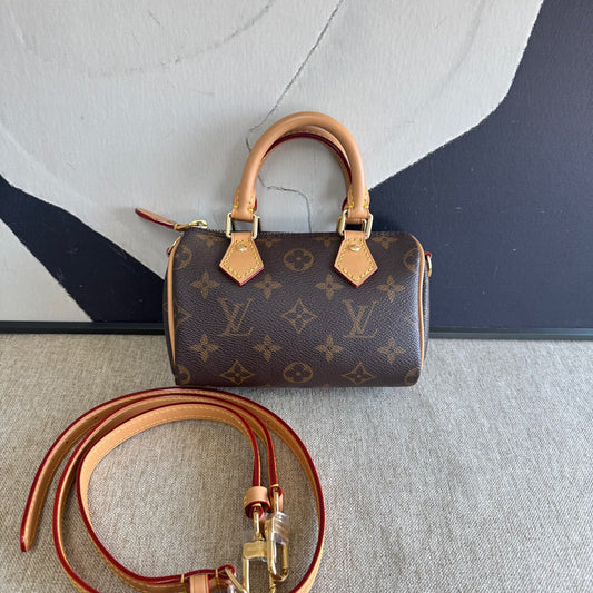 Louis Vuitton - Speedy Nano - Monogram coated canvas with natural Vachetta leather trim and handles - Brown - (mini)