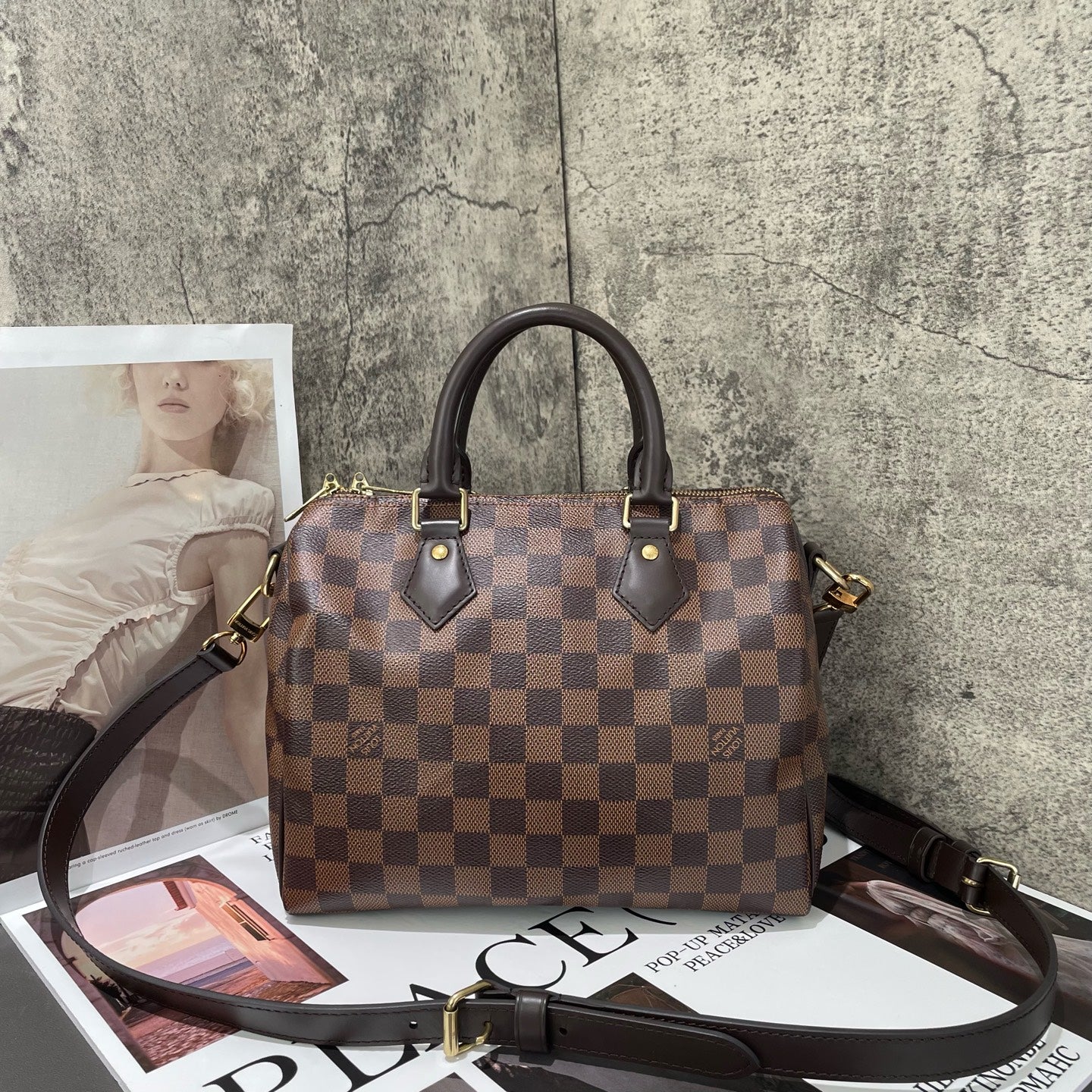 Louis Vuitton - Speedy 25 Bandoulière - Damier Ebene coated canvas with smooth leather trim - Brown - (Small)