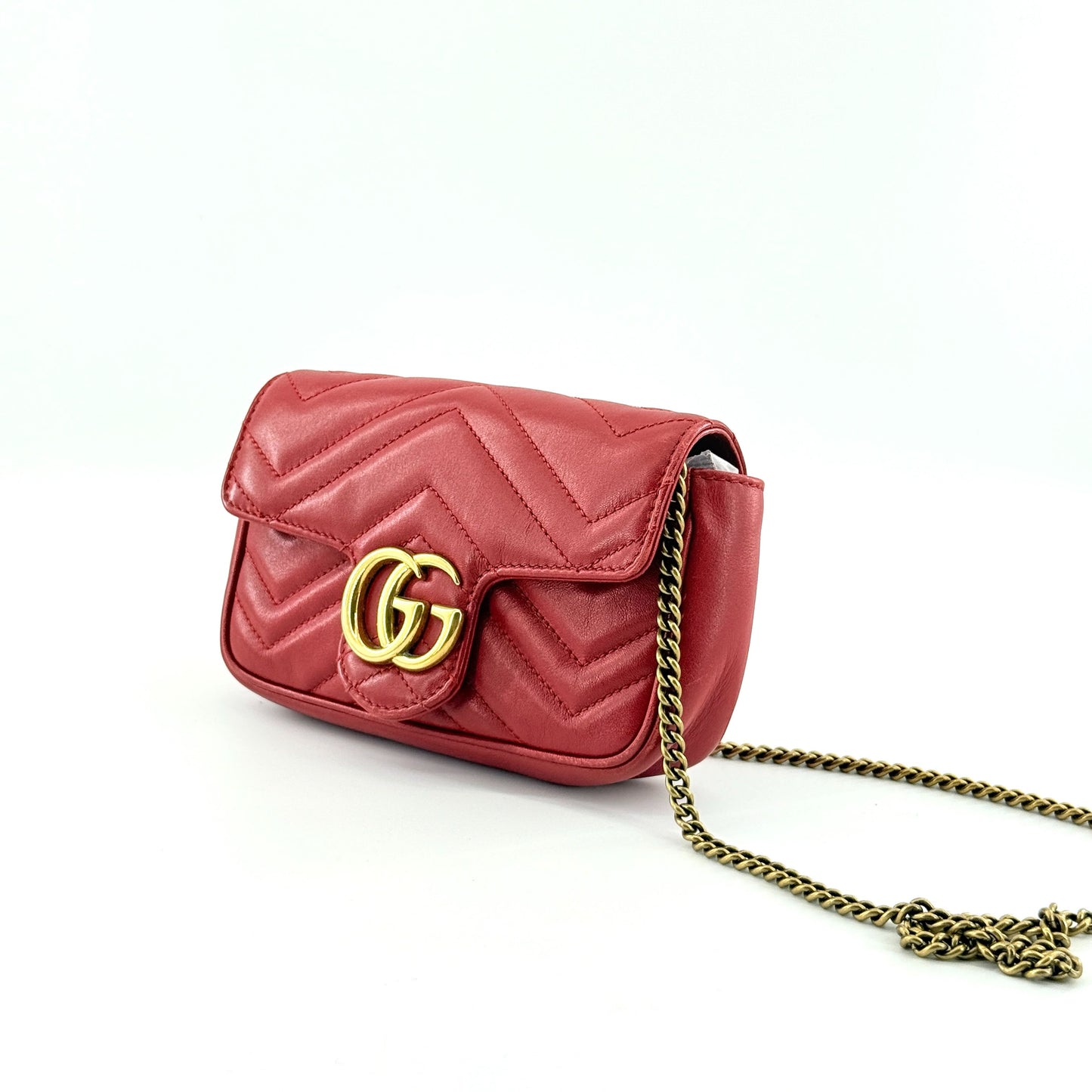 Gucci - Marmont Mini Chain Bag - Leather - Red - (mini)