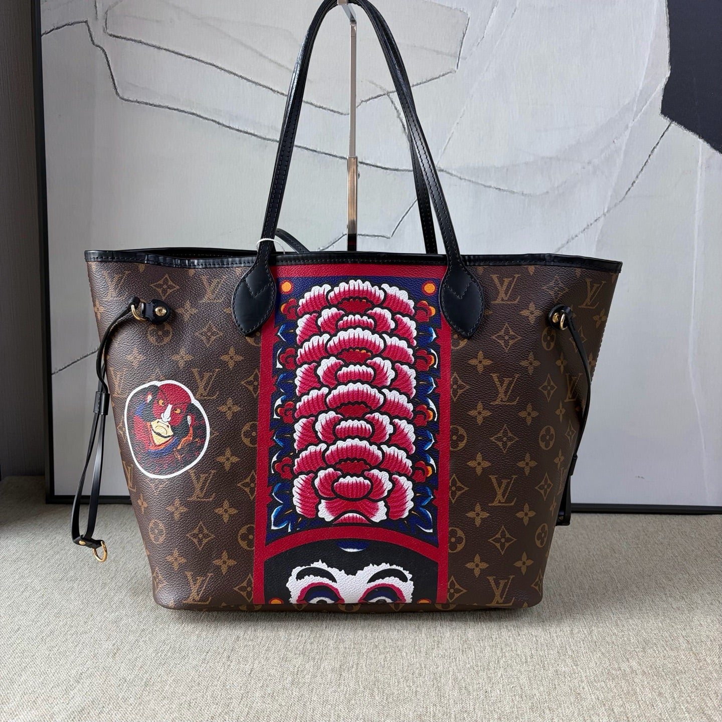 Louis Vuitton - Neverfull MM Kansai Yamamoto Kabuki Face Edition - Monogram coated canvas with leather trim - Brown, Multicolour - (Medium)