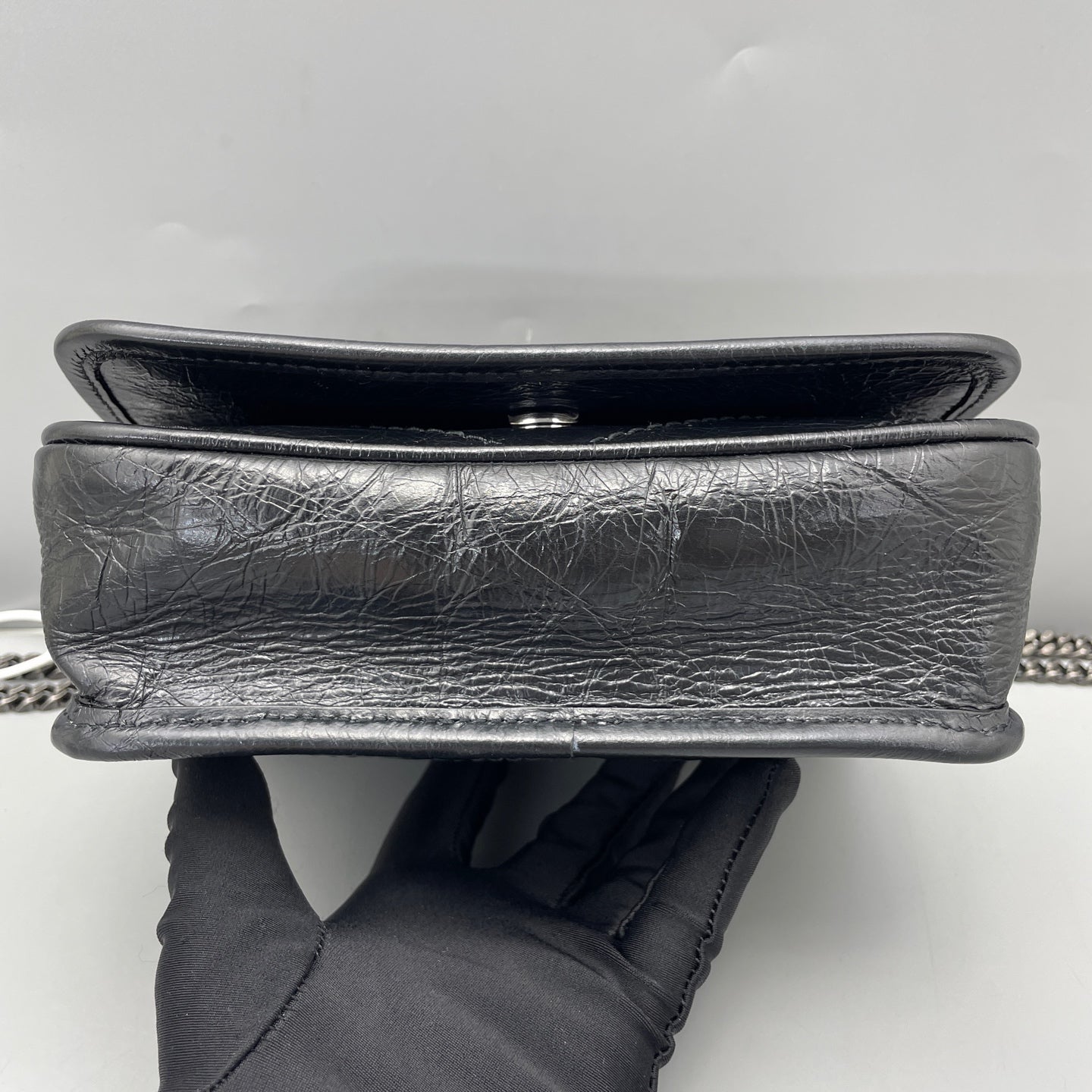 Saint Laurent - Niki Chain Bag - Distressed calfskin leather - Black - (mini)