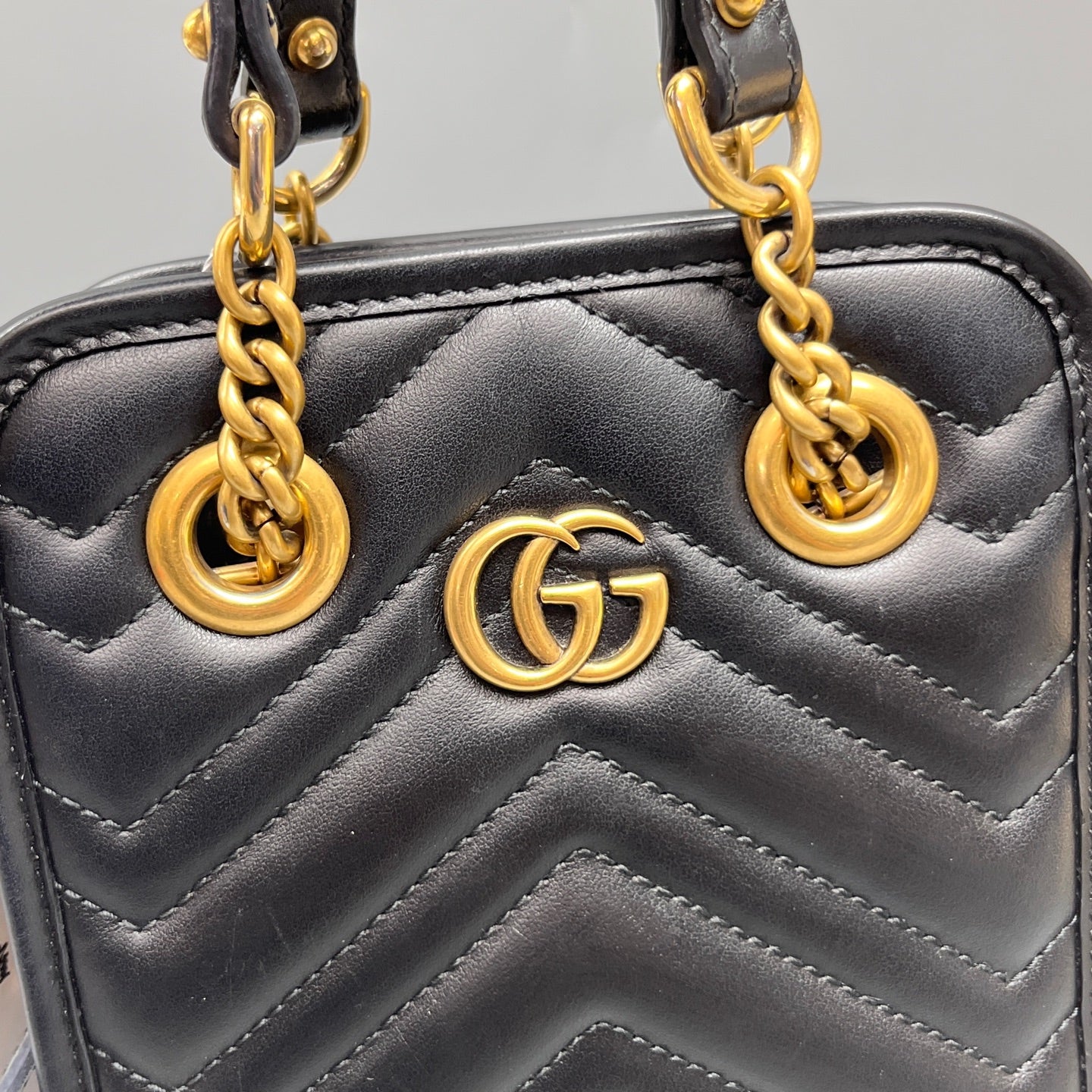 Gucci - GG Marmont Mini Top Handle Bag - Leather - Black - (mini)