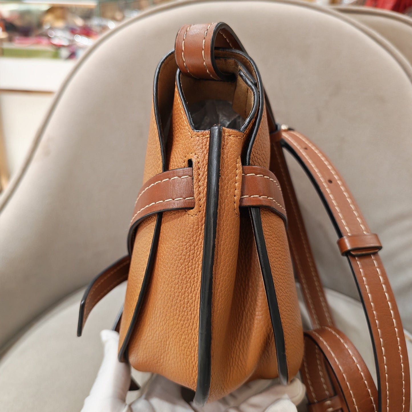 Loewe - Gate Bag - Grained calfskin leather - Caramel and Brown - (Medium)