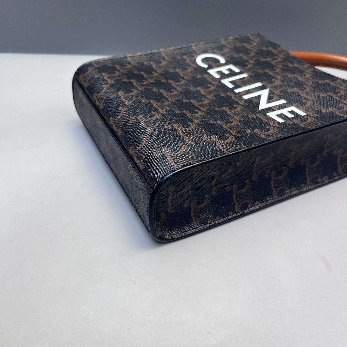 Celine - Triomphe Monogram Mini Vertical Cabas - Triomphe coated canvas with leather trim - Dark Brown - (Mini)