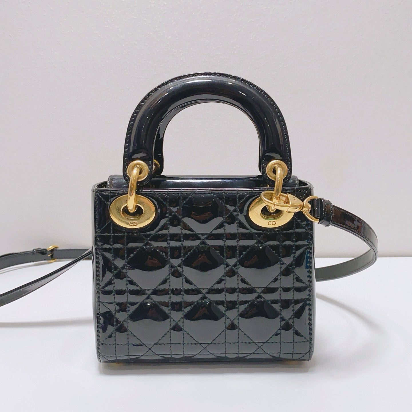 Dior - Lady Dior Mini - Patent leather - Black - (Mini)