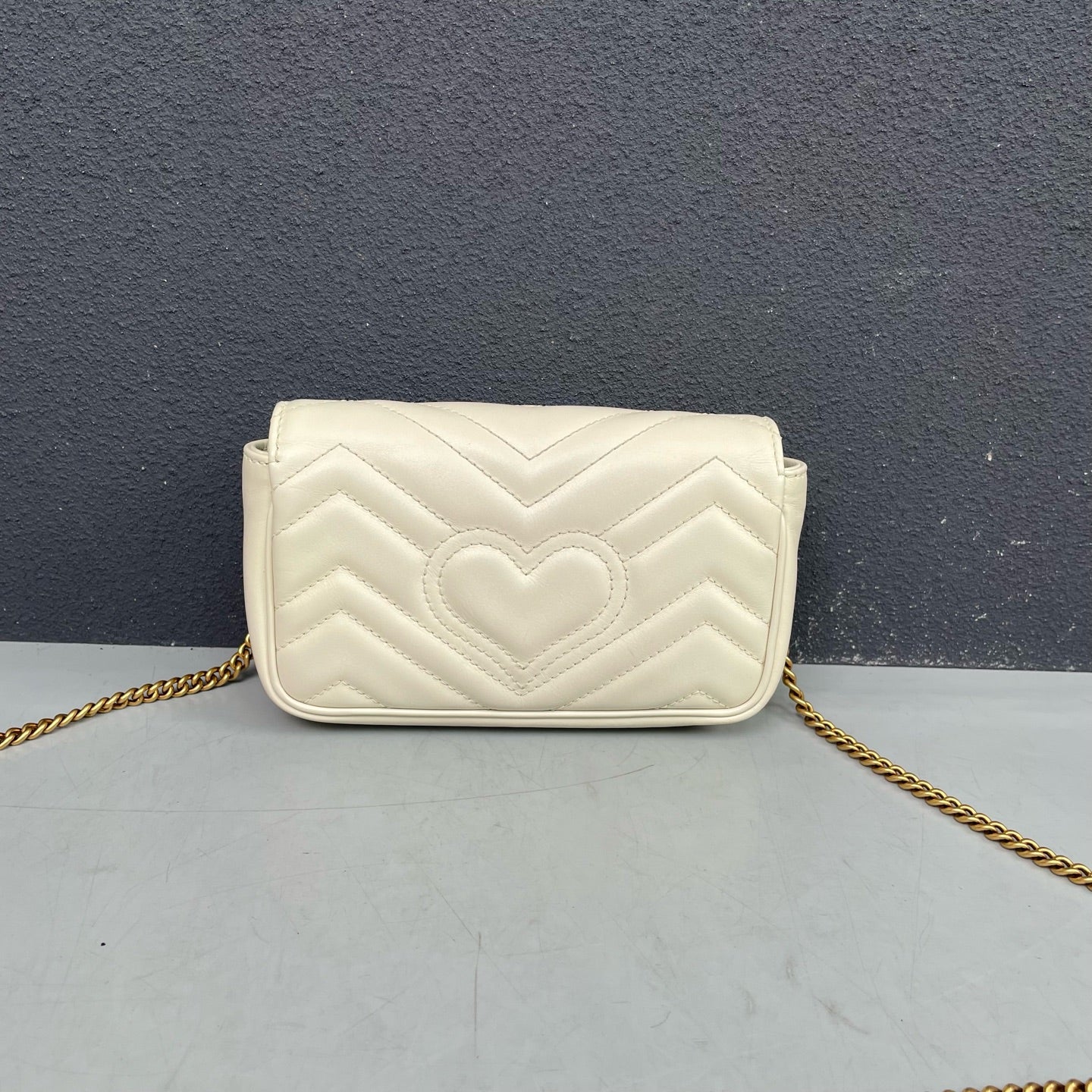 Gucci - GG Marmont Mini Chain Bag - Leather - White - (mini)