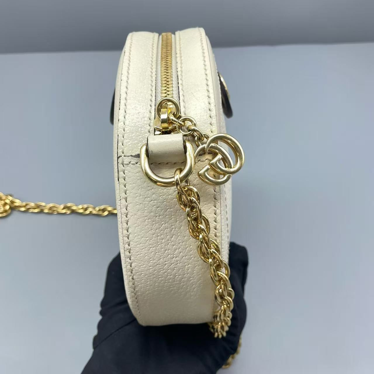 Gucci - Ophidia Mini Round Bag - Grained leather - White - (mini)