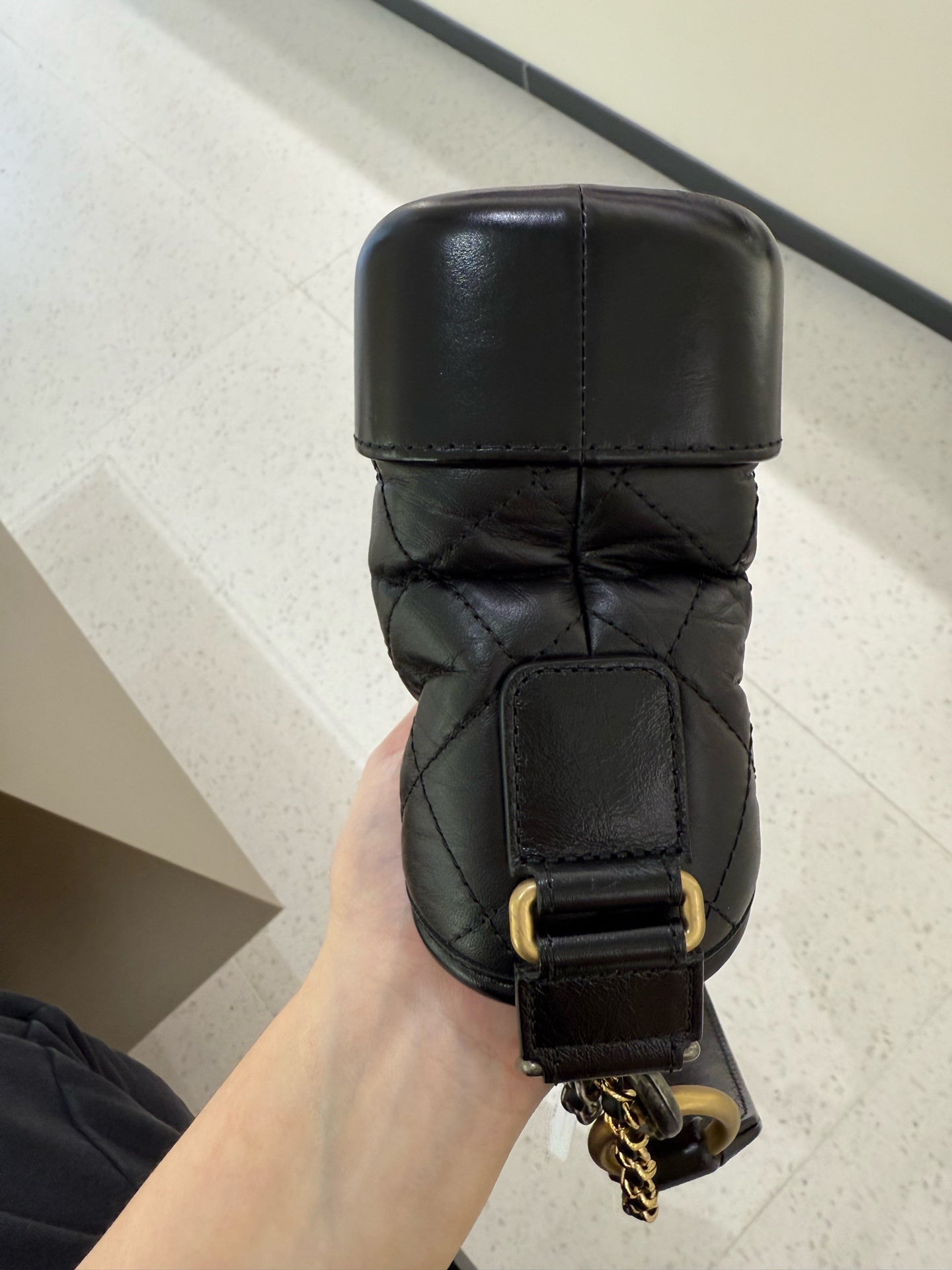 Chanel - Gabrielle Small Hobo Bag - Aged calfskin and smooth calfskin leather - Black - (Small)