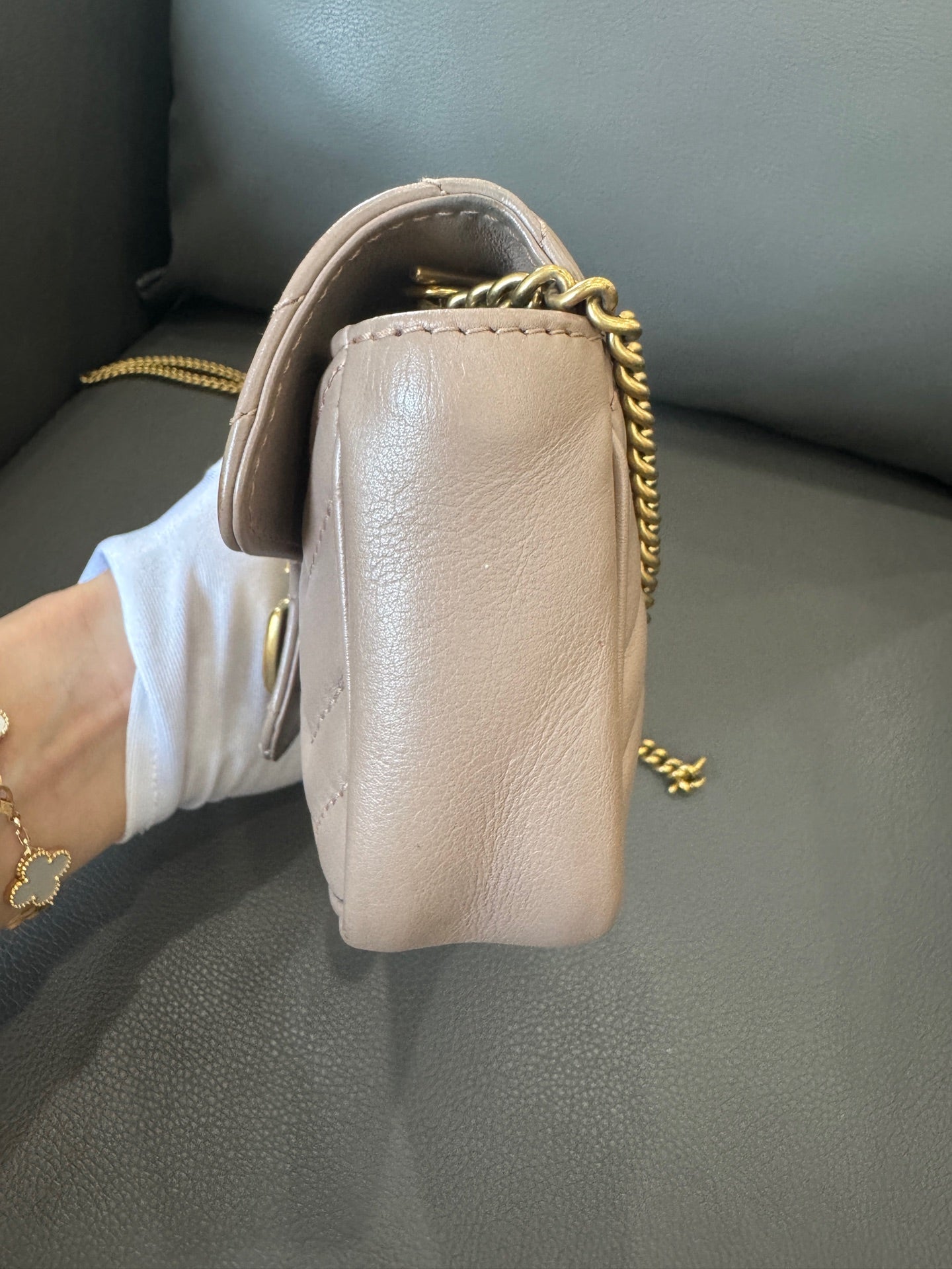Gucci - Marmont Super Mini - Leather - Beige with Gold-Tone Hardware - (mini)