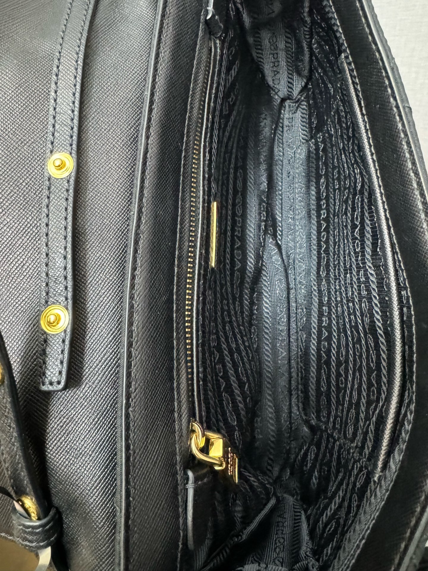 Prada - Quilted Nylon Chain Shoulder Bag - Polyamide nylon with Saffiano leather accents - Black with Gold-Tone Hardware - (medium)