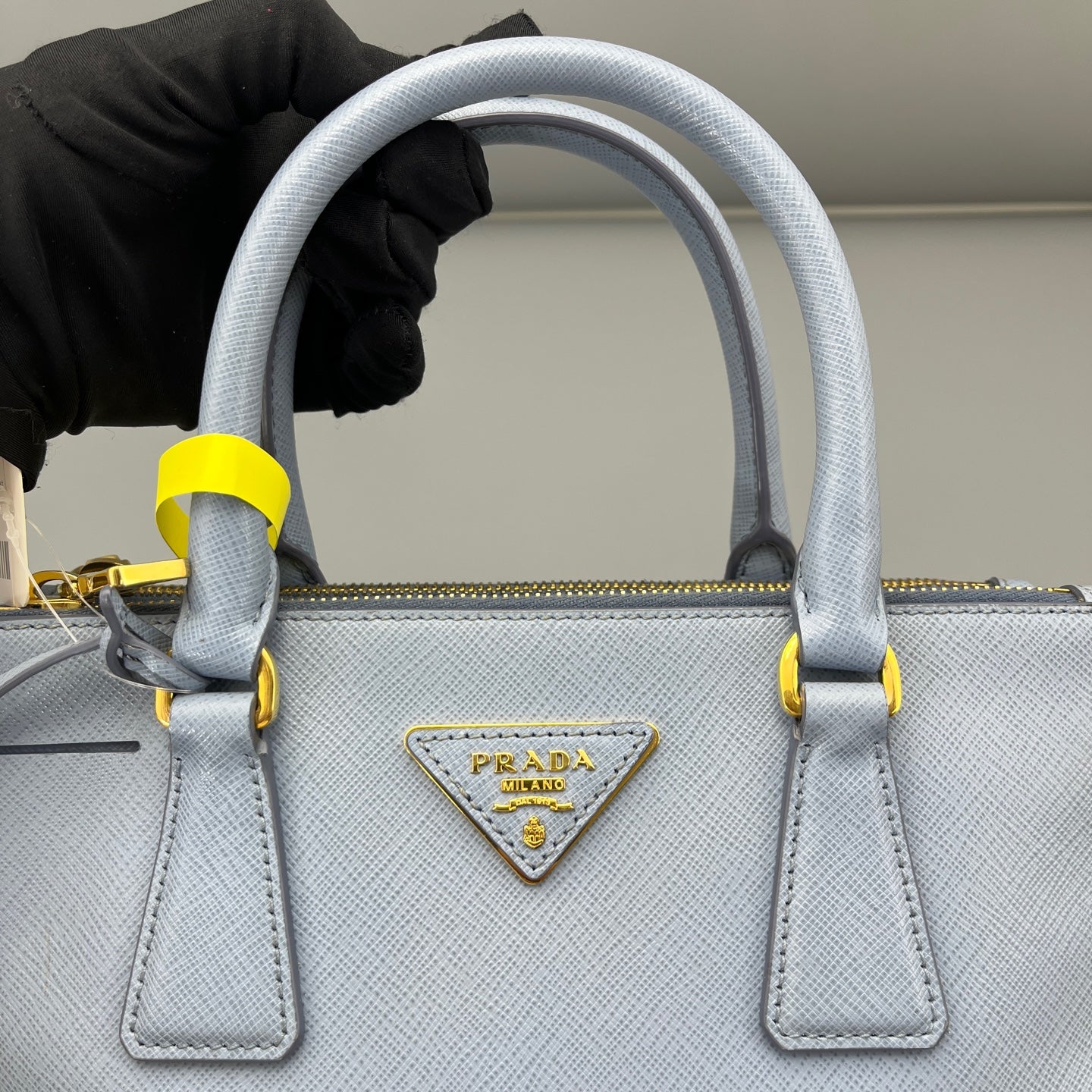 Prada - Saffiano Lux Double Zip Tote - Saffiano leather - Blue - (Small)
