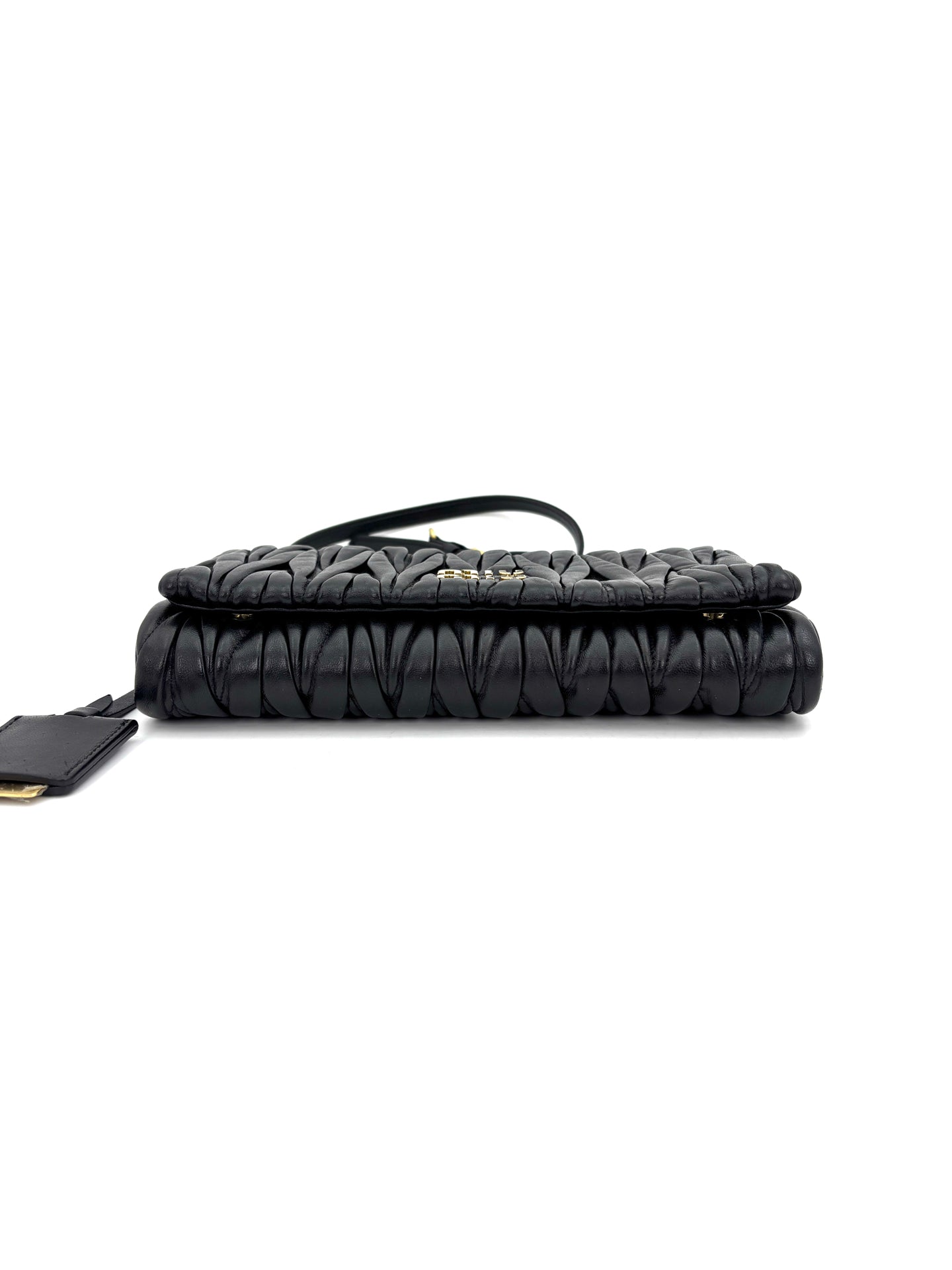 Miu Miu - Matelassé Flap Shoulder Bag - Leather - Black - (mini)