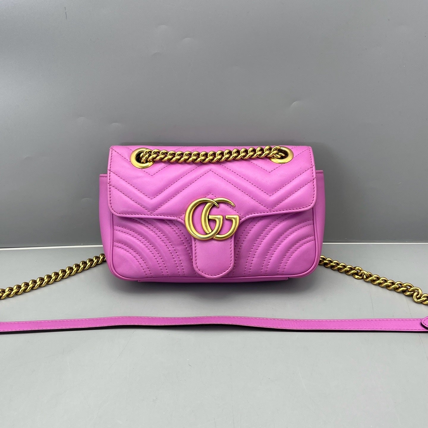 Gucci - Marmont 22 Chain Bag - Leather - Purple - (Mini)