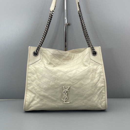 Saint Laurent - Niki Small Tote Bag - Leather - White - (Small)