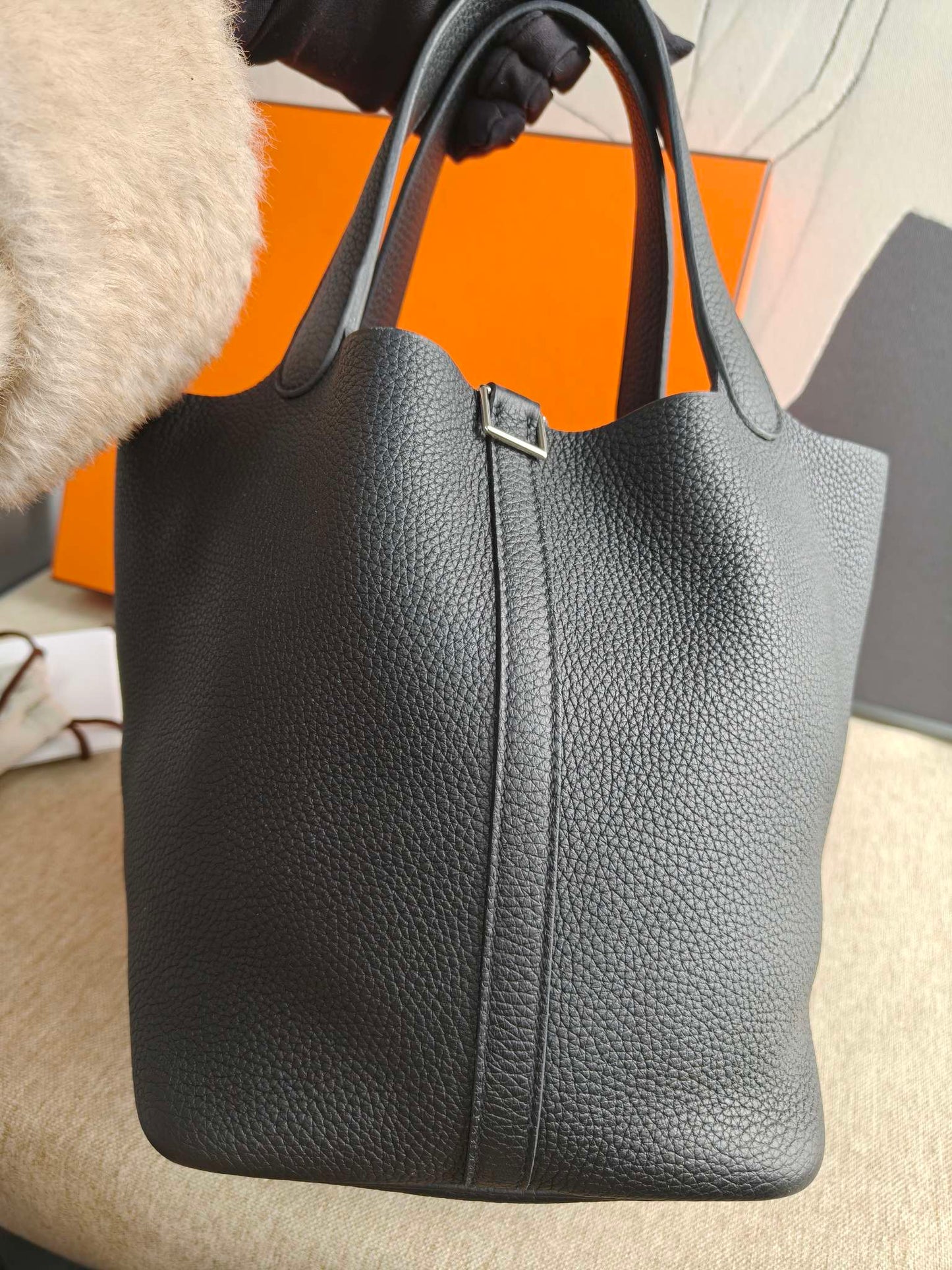 Hermès - Picotin Lock 22 - Taurillon Clemence leather - Black - (Medium)