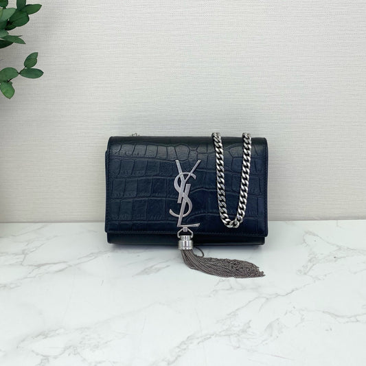 Saint Laurent - Kate Tassel - Crocodile-embossed leather - Black - (Small)