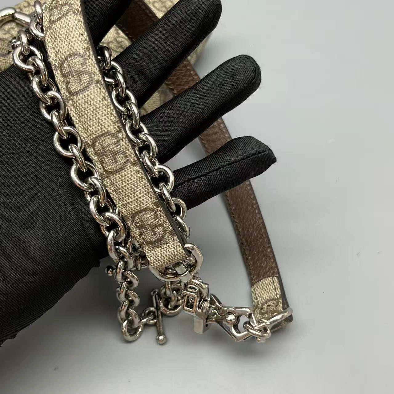 Gucci - Horsebit 1955 Chain Bag - GG Supreme canvas with leather trim - Beige - (mini)