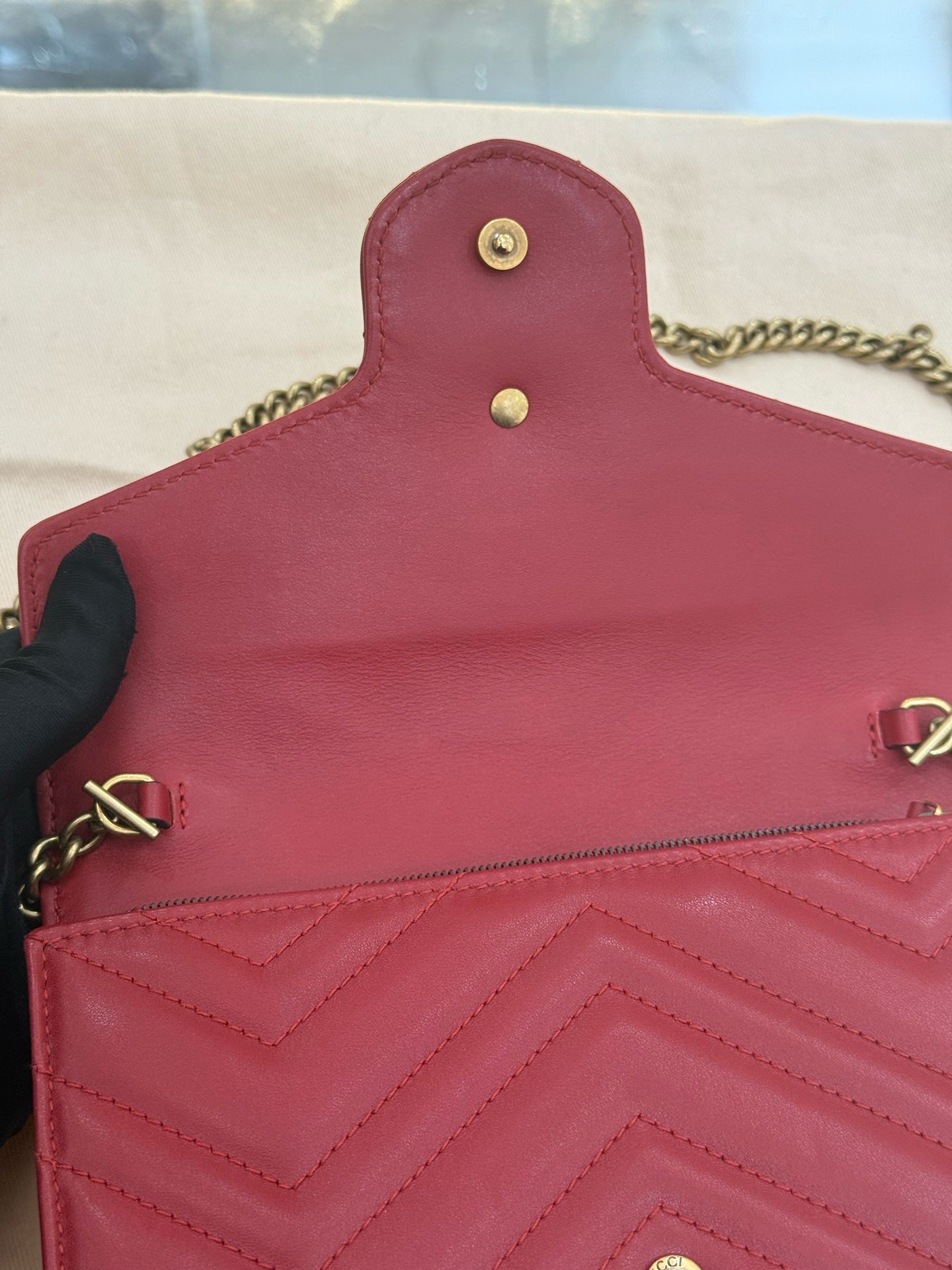 Gucci - Marmont WOC (Wallet on Chain) - Leather - Red - (mini)