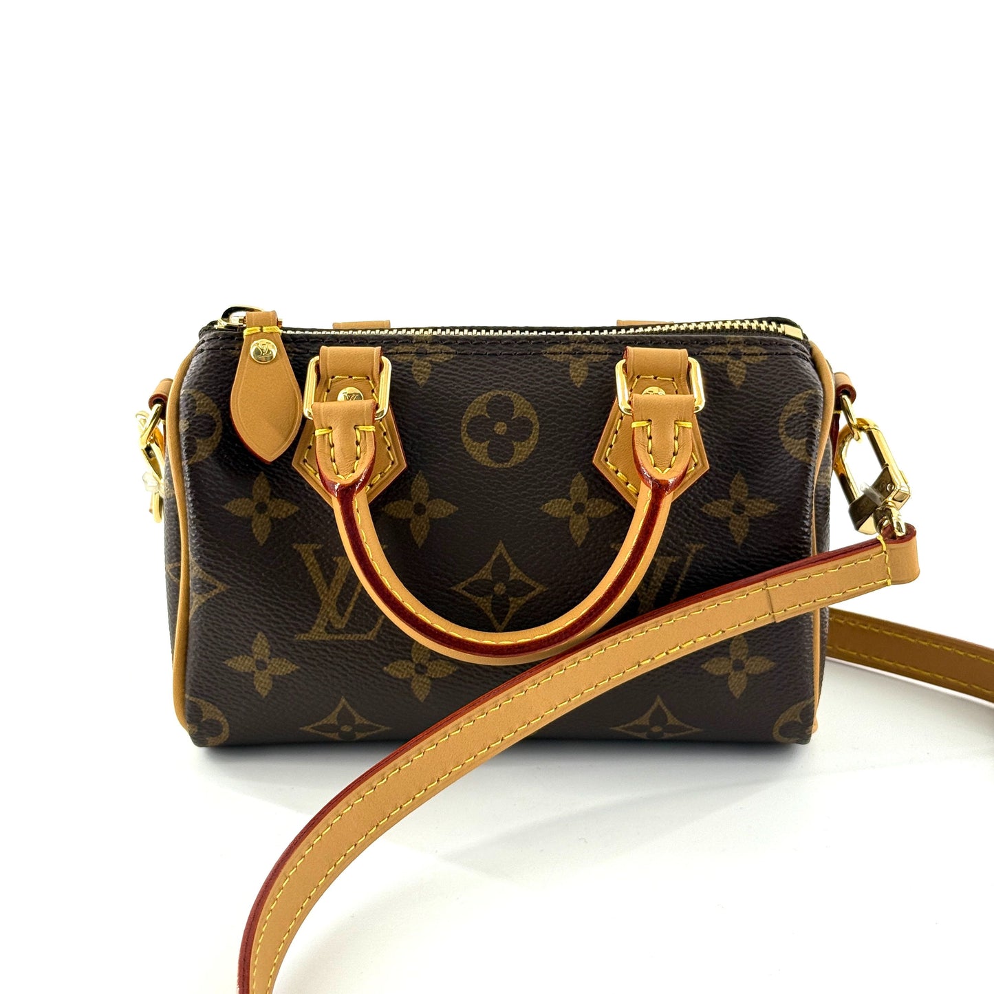 Louis Vuitton - Speedy Nano - Monogram coated canvas with natural Vachetta leather trim - Brown - (mini)