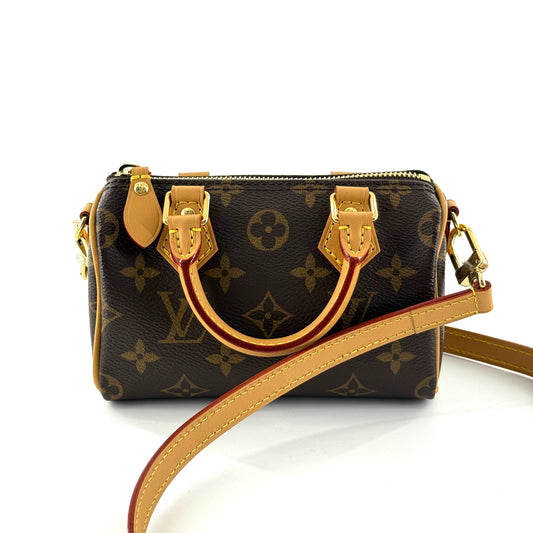 Louis Vuitton - Speedy Nano - Monogram coated canvas with natural Vachetta leather trim - Brown - (mini)