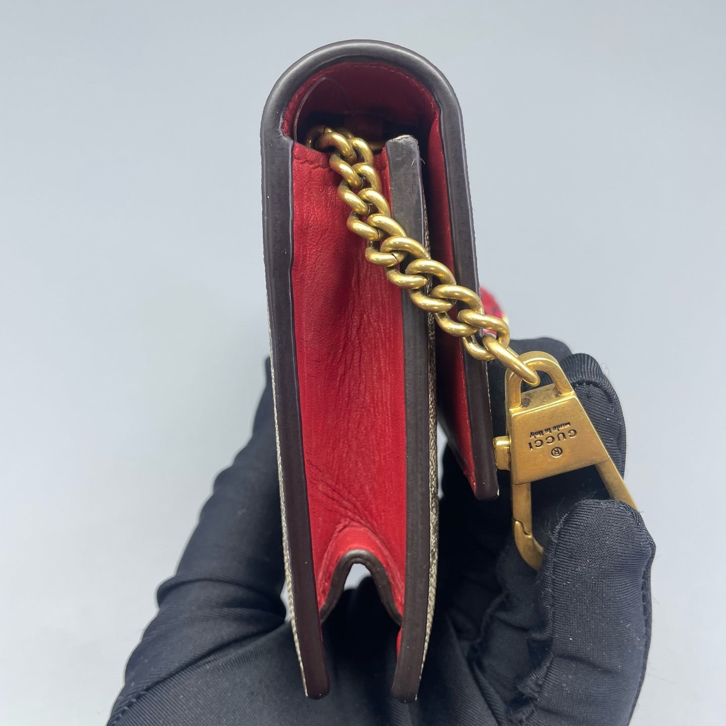 Gucci - GG Supreme Cherry Wallet on Chain - Coated canvas with leather trim - Beige with Red accents - (mini)