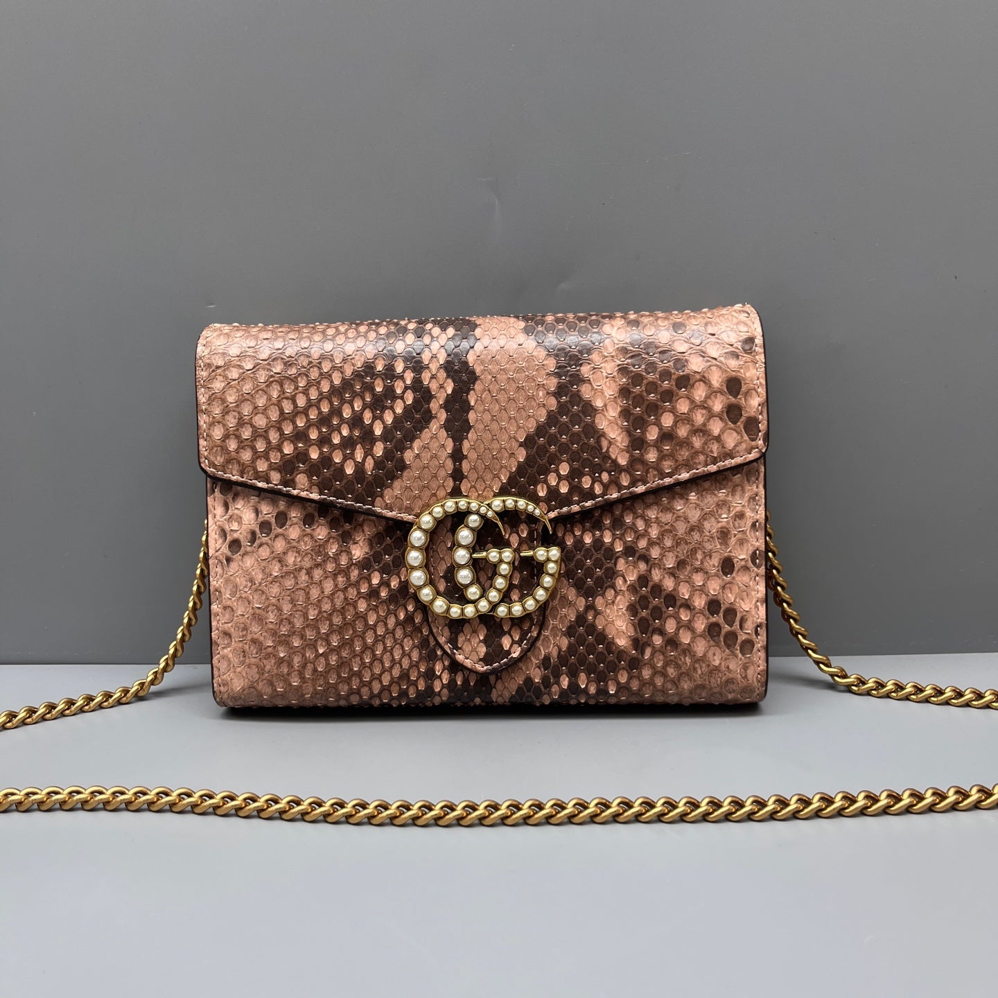 Gucci - Marmont Wallet on Chain (WOC) - Exotic leathers - Python, Leather lining - Multicolour - (mini)