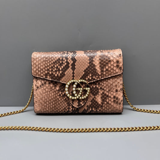 Gucci - Marmont Wallet on Chain (WOC) - Exotic leathers - Python, Leather lining - Multicolour - (mini)