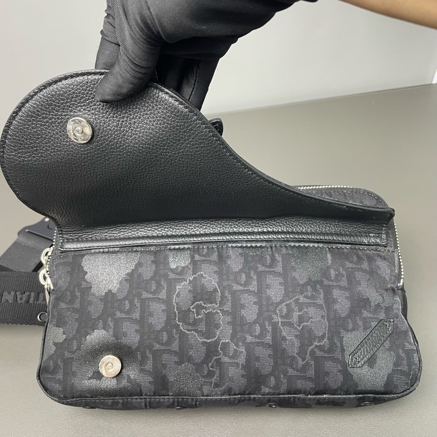 Dior - Saddle Belt Bag - Oblique canvas and pebbled leather - Black - (medium)