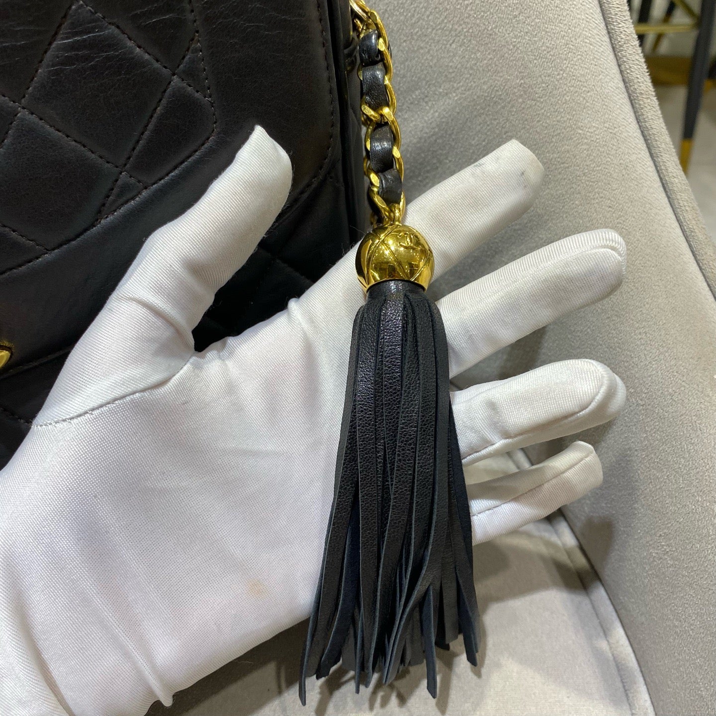 Chanel - Vintage Tassel Camera Bag - Lambskin leather - Black - (Small)