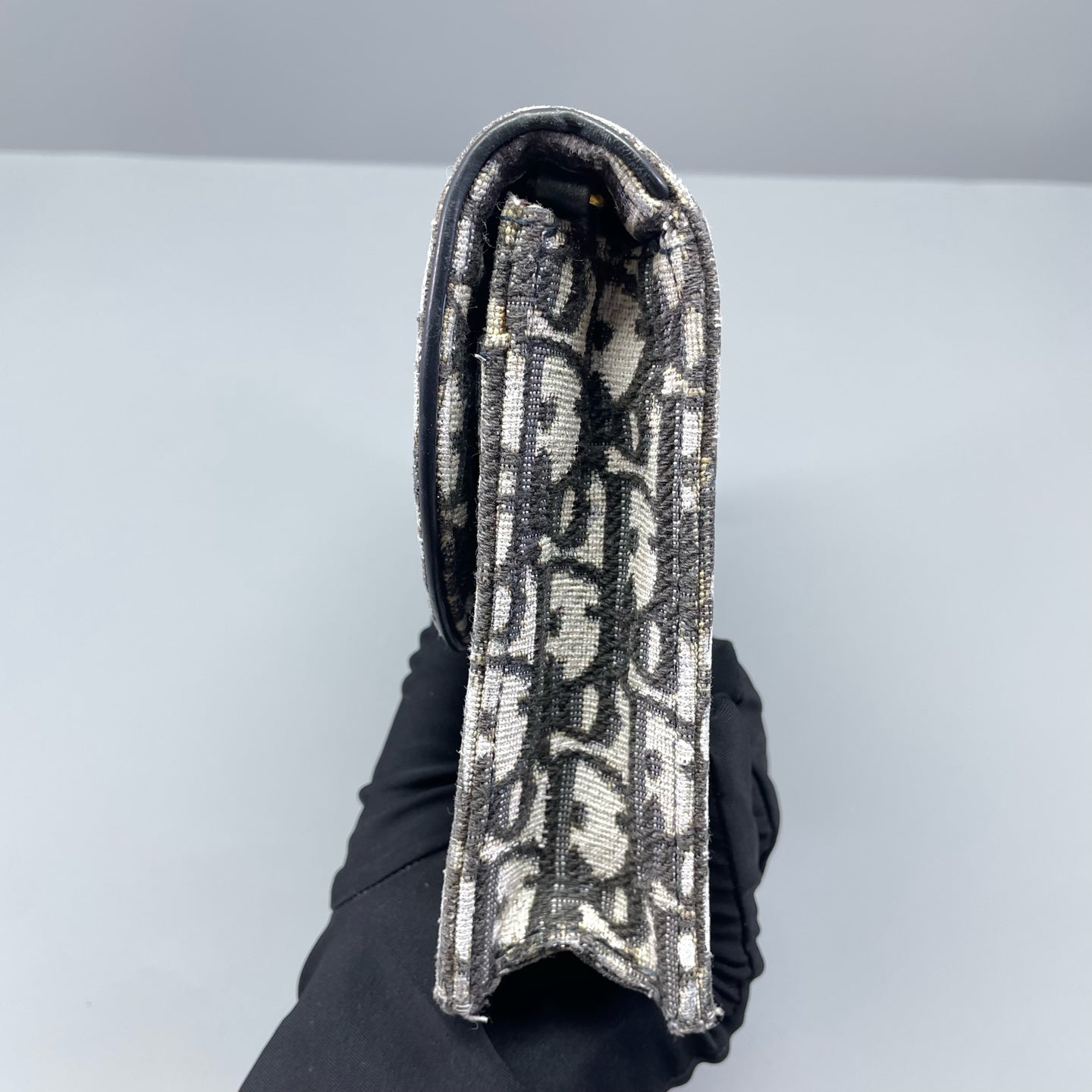 Dior - Saddle Oblique Wallet on Chain (WOC) - Jacquard canvas with leather trim - Black - (mini)