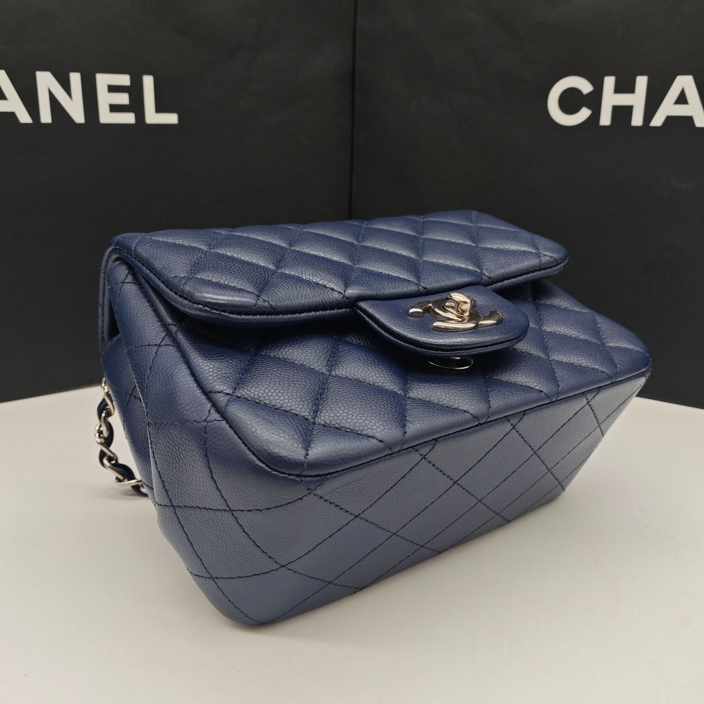 Chanel - Mini Square Flap Bag - Caviar leather - Navy - (mini)