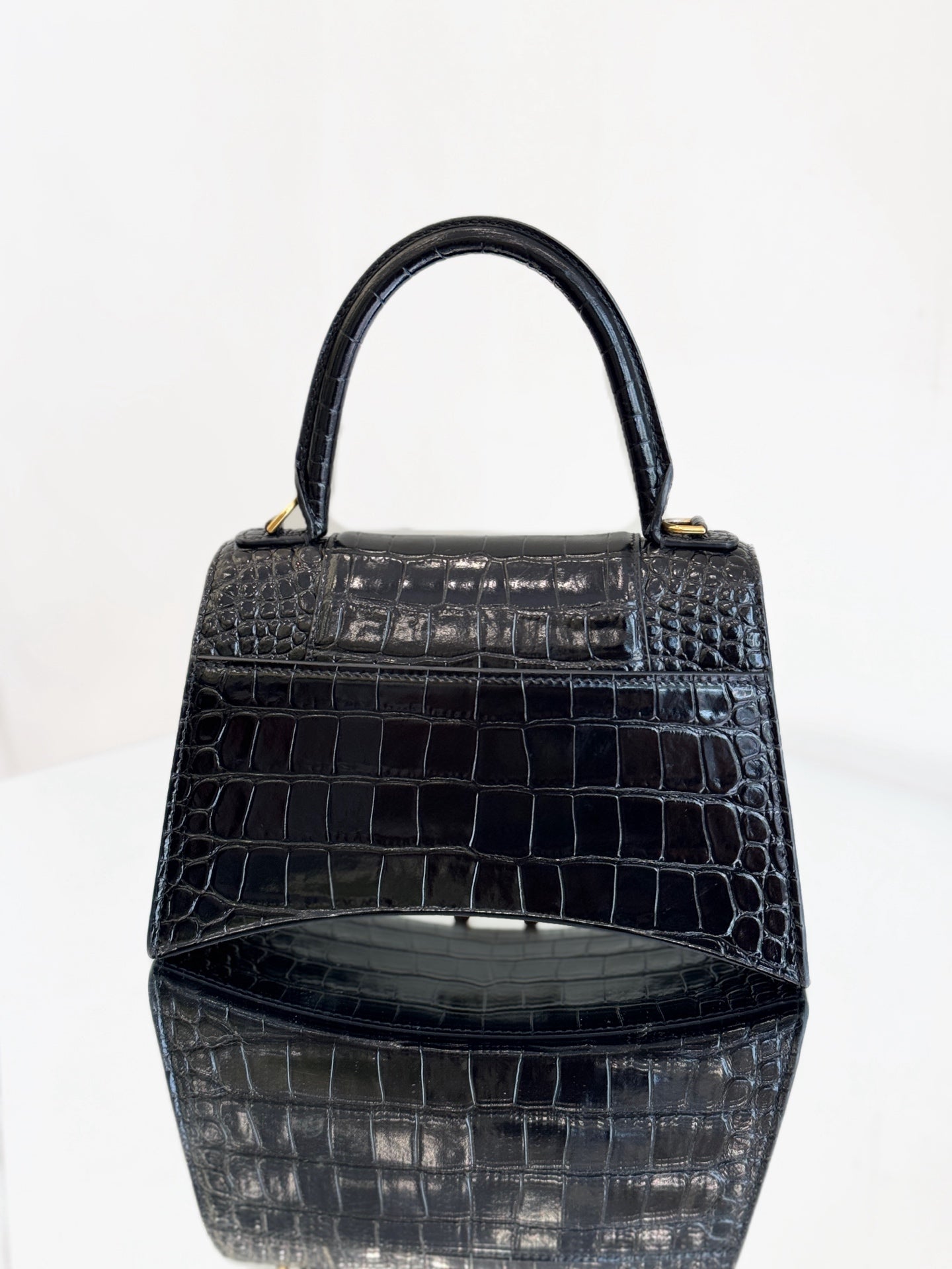 Balenciaga - Hourglass Small Top Handle Bag - Leather - Black - (mini)