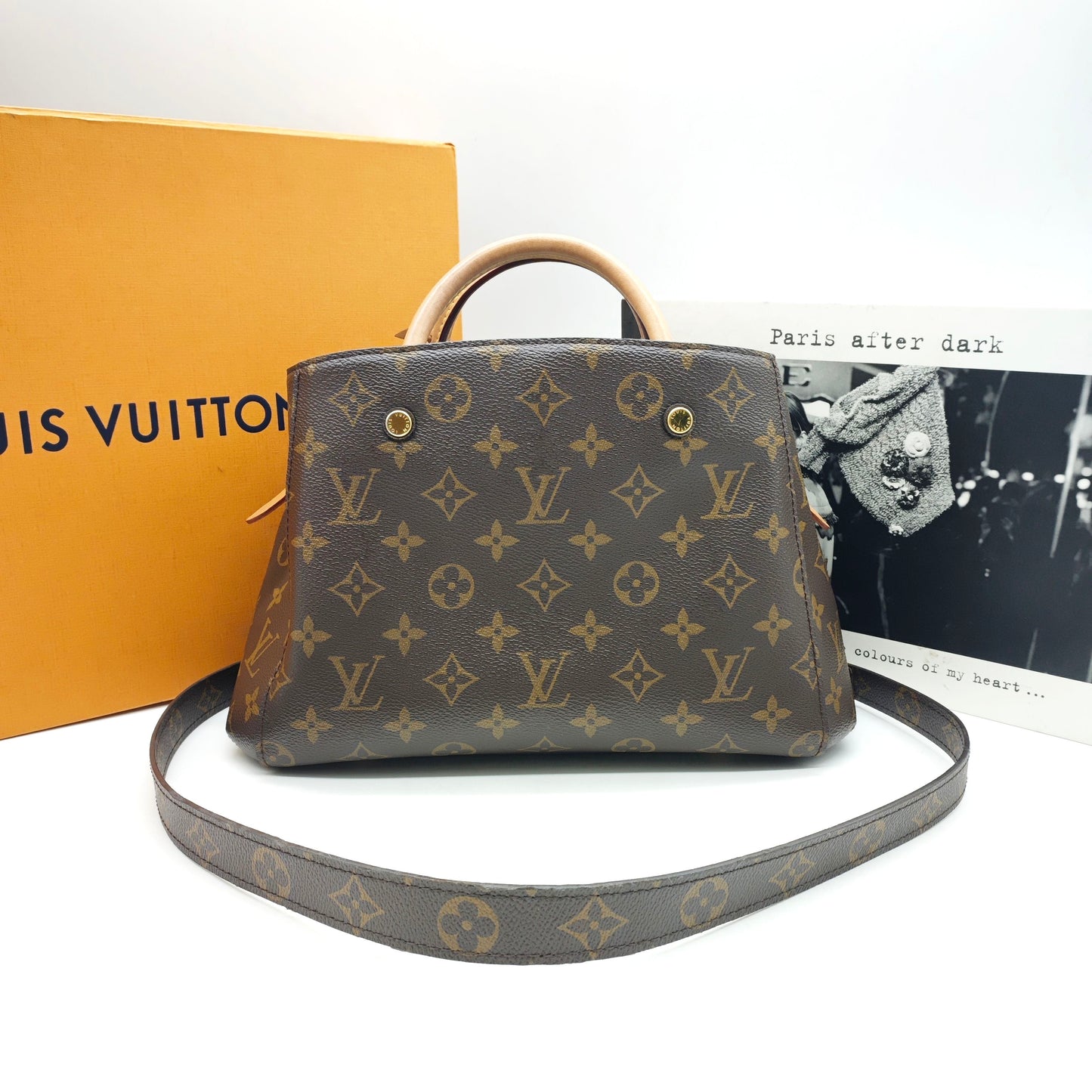 Louis Vuitton - Montaigne BB - Monogram coated canvas with natural Vachetta leather trim - Brown - (Small)