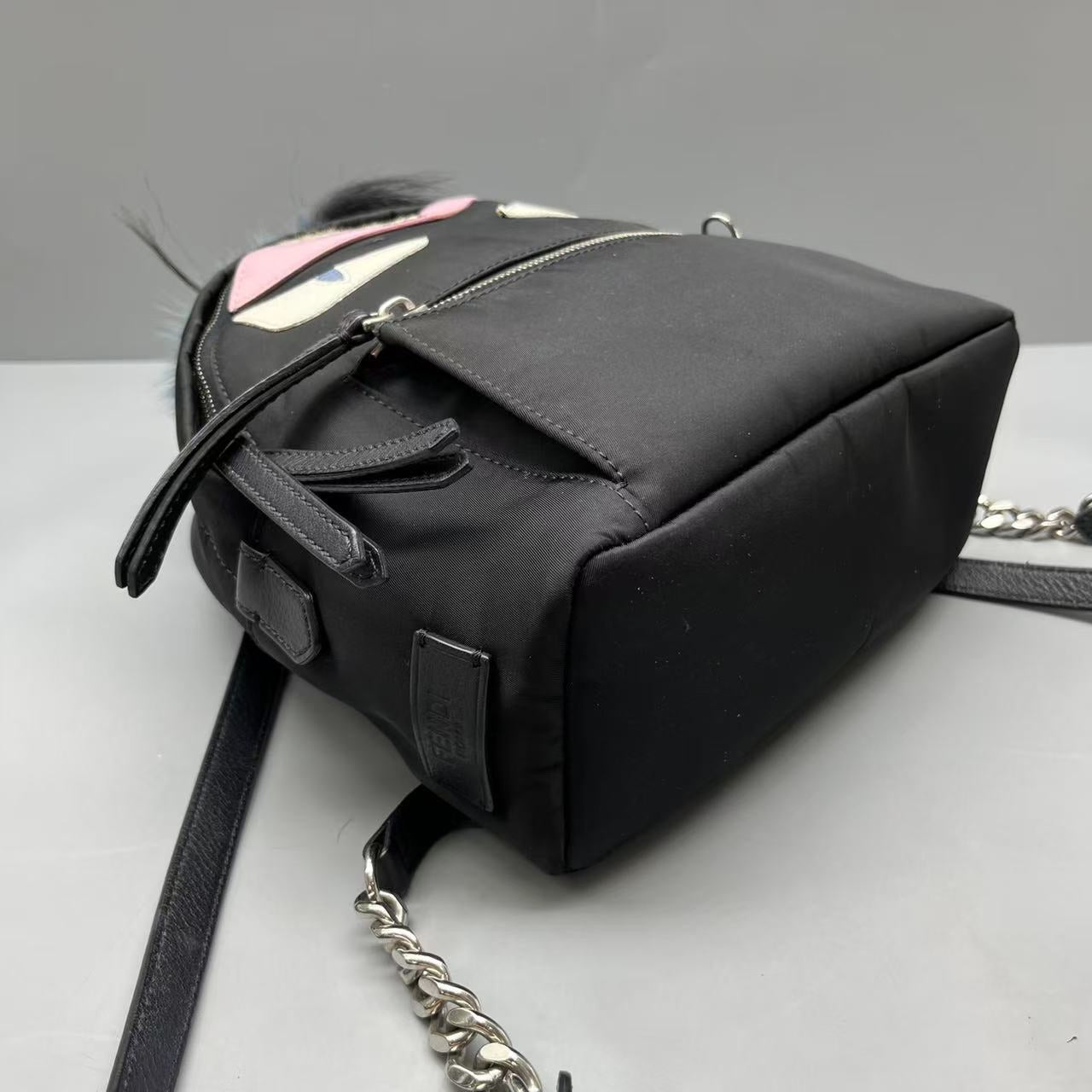 Fendi - Bag Bugs Monster Small Backpack - Polyamide with Leather and Fur trim - Black - (Small)