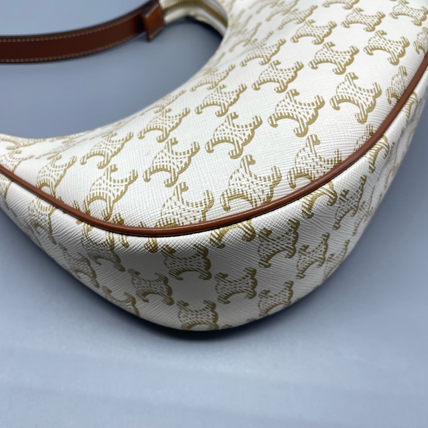 Celine - Triomphe Ava Shoulder Bag - Coated canvas with leather trim - White - (small)