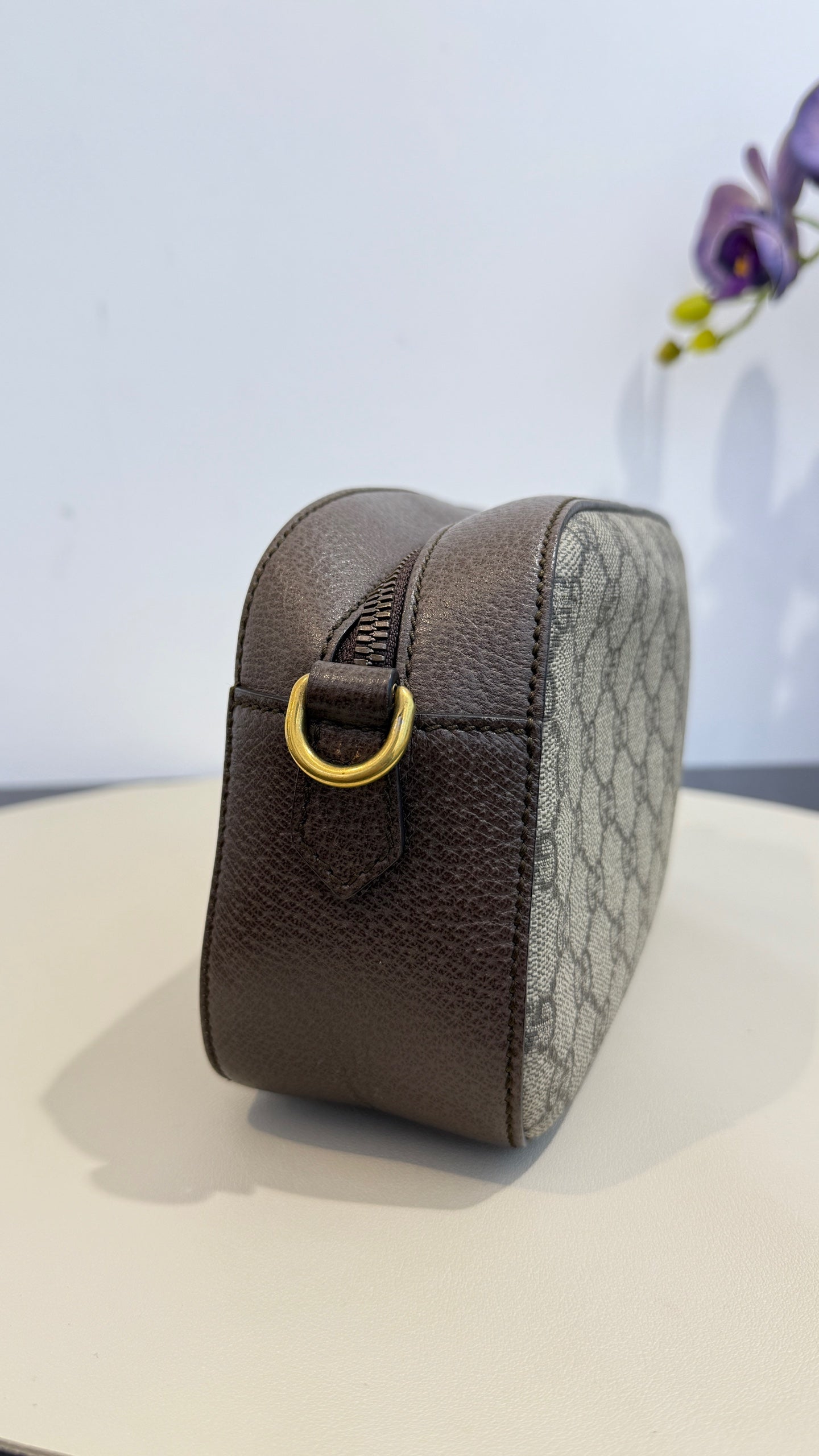 Gucci - Tiger Head Camera Bag - GG Supreme coated canvas with pebbled leather trim - Brown - (Small)