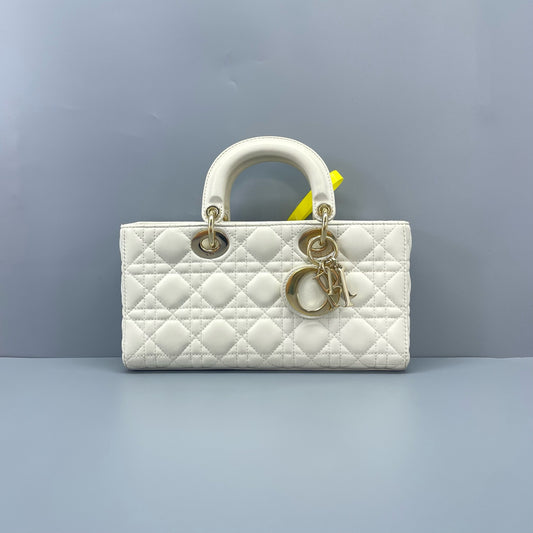 Dior - Lady Dior Horizontal - Lambskin leather - White - (small)