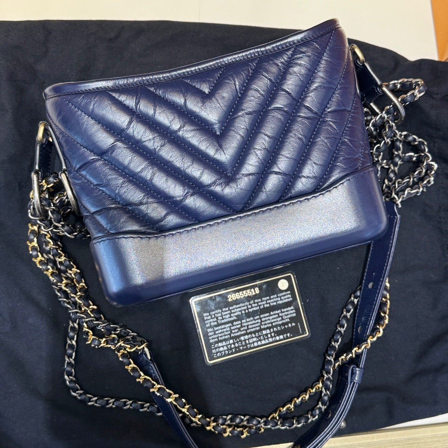 Chanel - Gabrielle Hobo Small - Aged calfskin leather - Navy - (small)