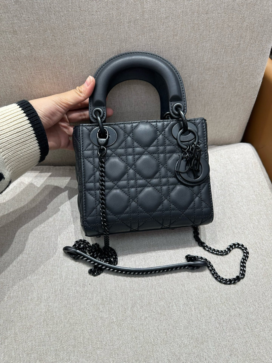Dior - Lady Dior - Matte black cow leather - Black - (mini)