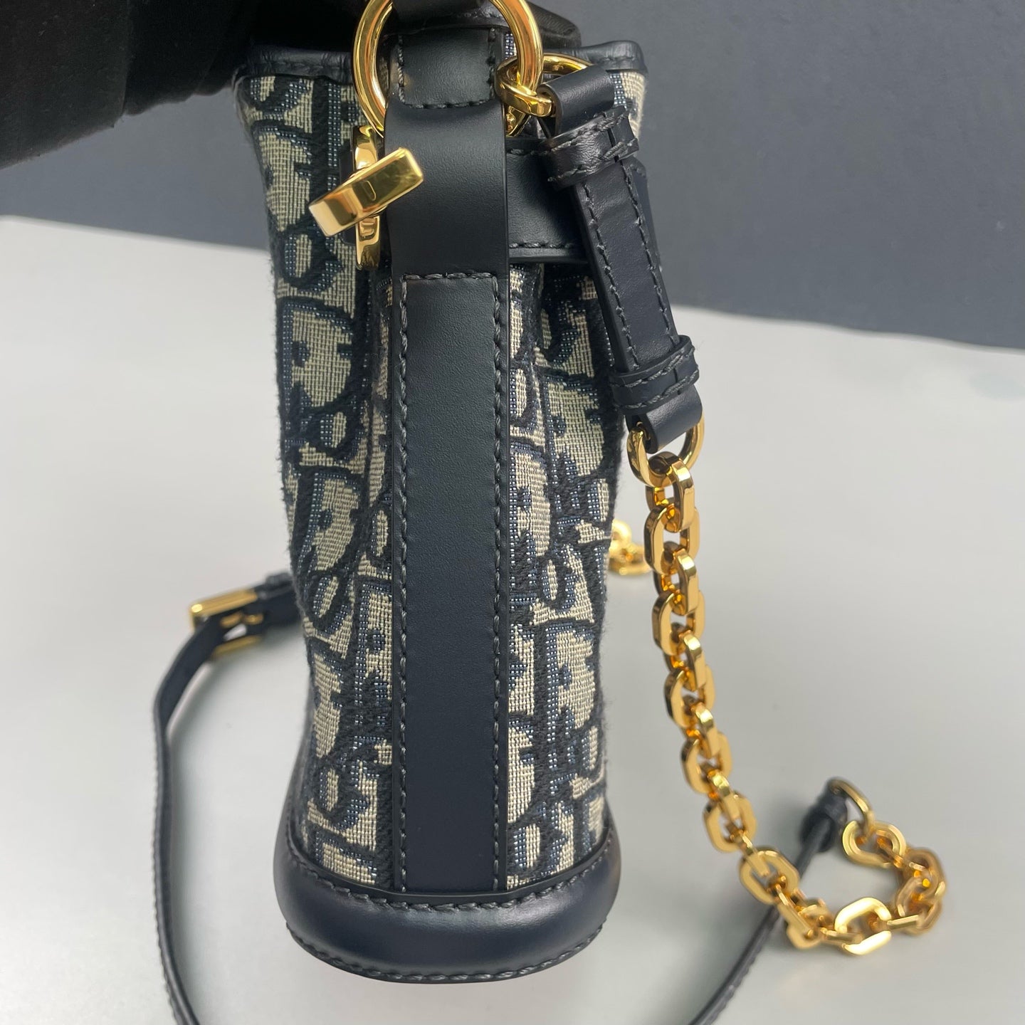 Dior - Dior C'est Oblique Bucket Bag - Oblique embroidered jacquard canvas with leather trim - Blue - (mini)