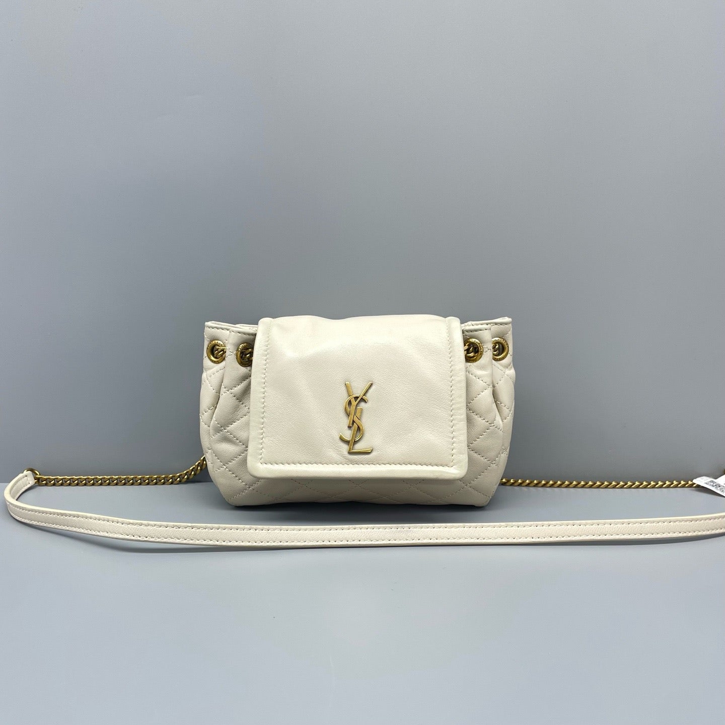 Saint Laurent - Nolita Mini Chain Bag - Quilted leather - White - (mini)